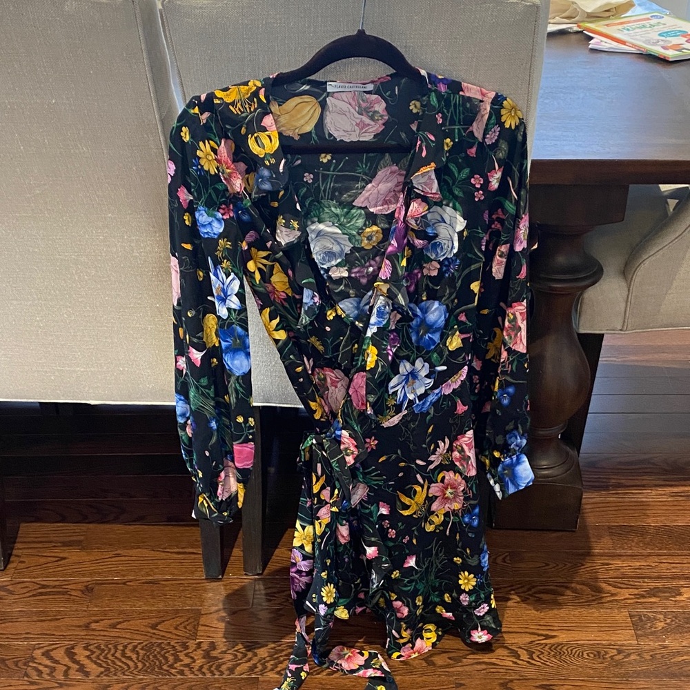 Floral Wrap Dress with Long Sleeves